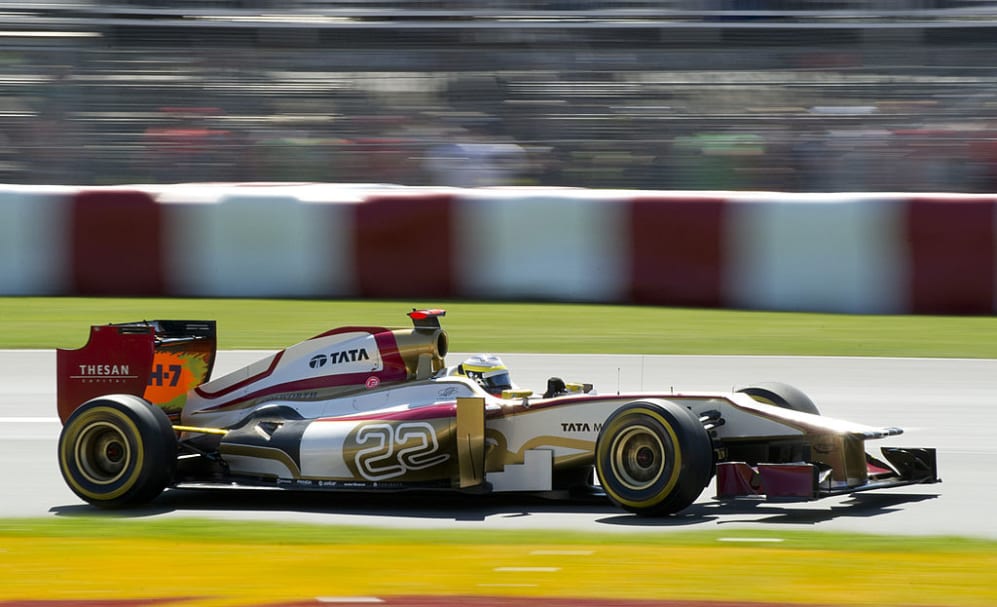 HRT Formula One Team driver Pedro de la Rosa from Spain races during the third practice session at