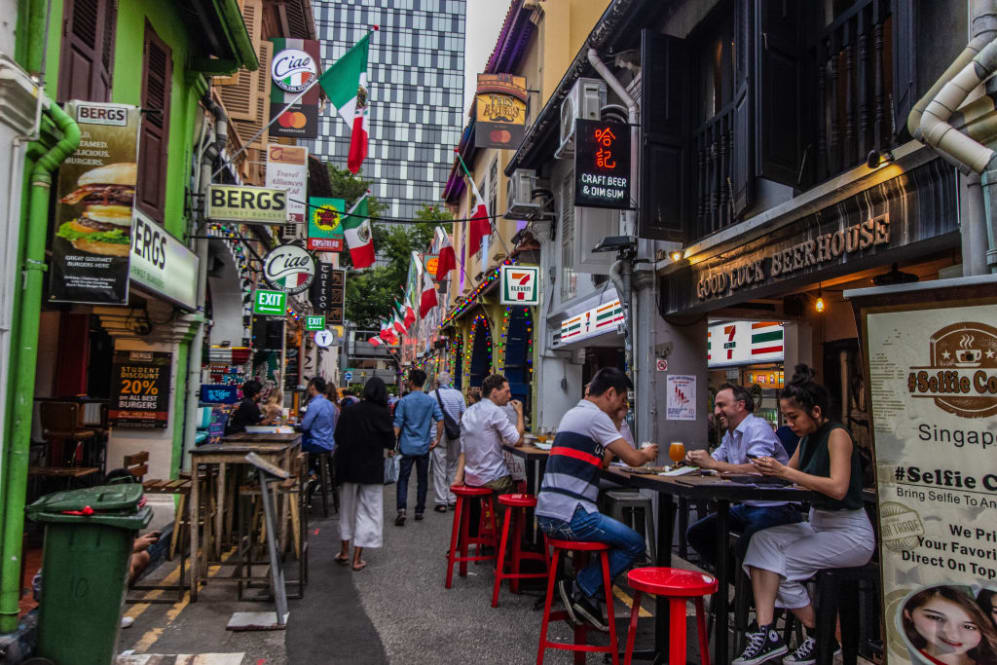 Tourists enjoying the Haji Lane activities, cafe, restaurant, shopping on December 04, 2019 in