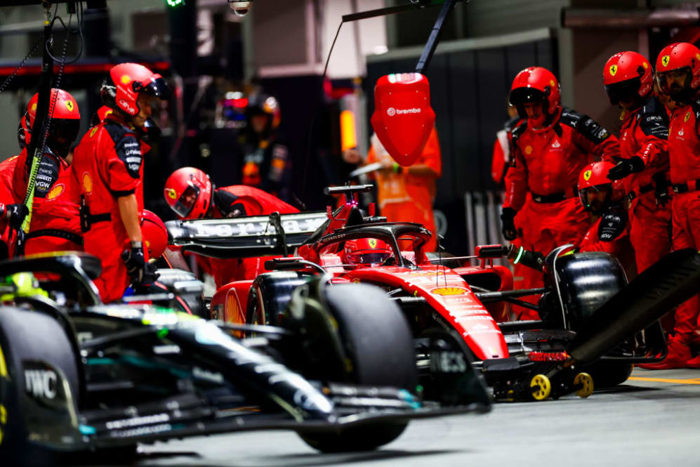 SINGAPORE, SINGAPORE - SEPTEMBER 17: Charles Leclerc of Monaco driving the (16) Ferrari SF-23 in