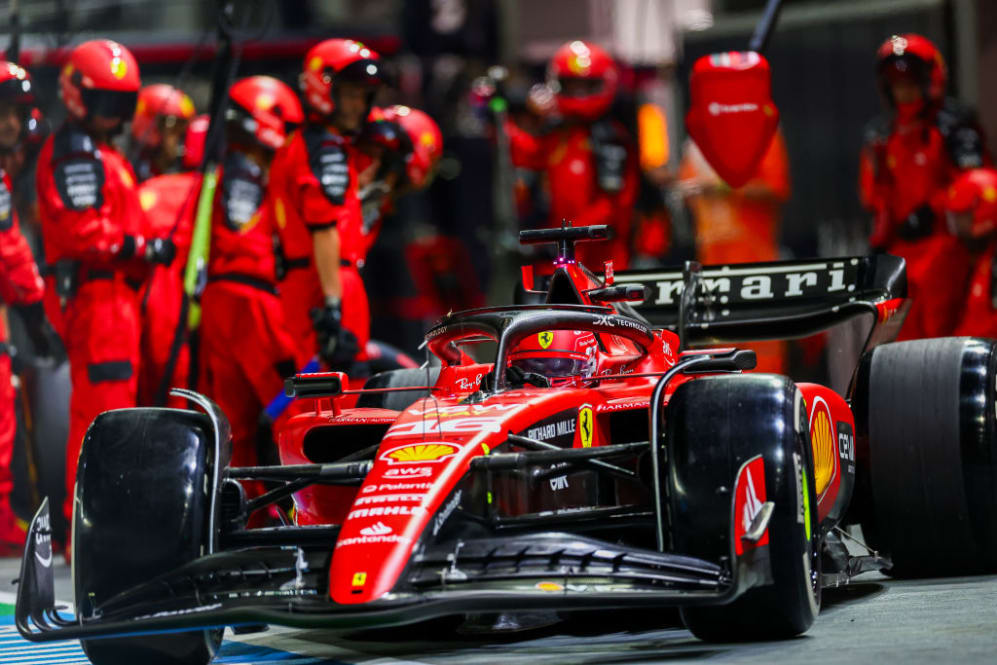SINGAPORE, SINGAPORE - SEPTEMBER 17: Charles Leclerc of Monaco driving the (16) Ferrari SF-23 in