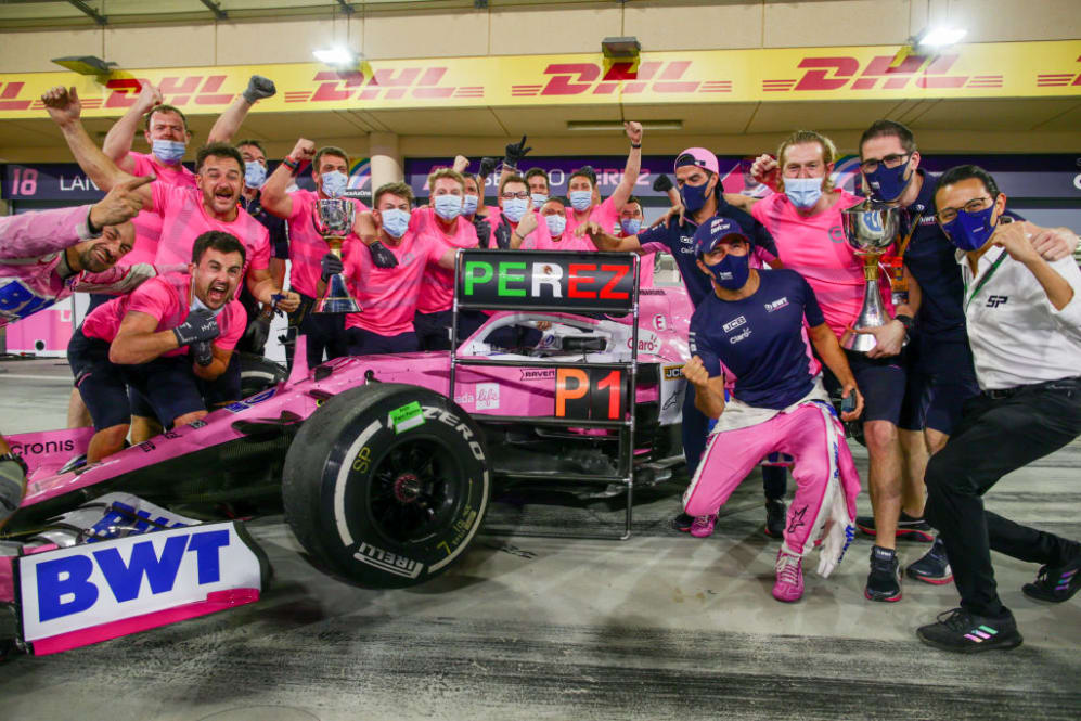 BAHRAIN, BAHRAIN - DECEMBER 06: Sergio Perez of Mexico and Racing Point  during the F1 Grand Prix