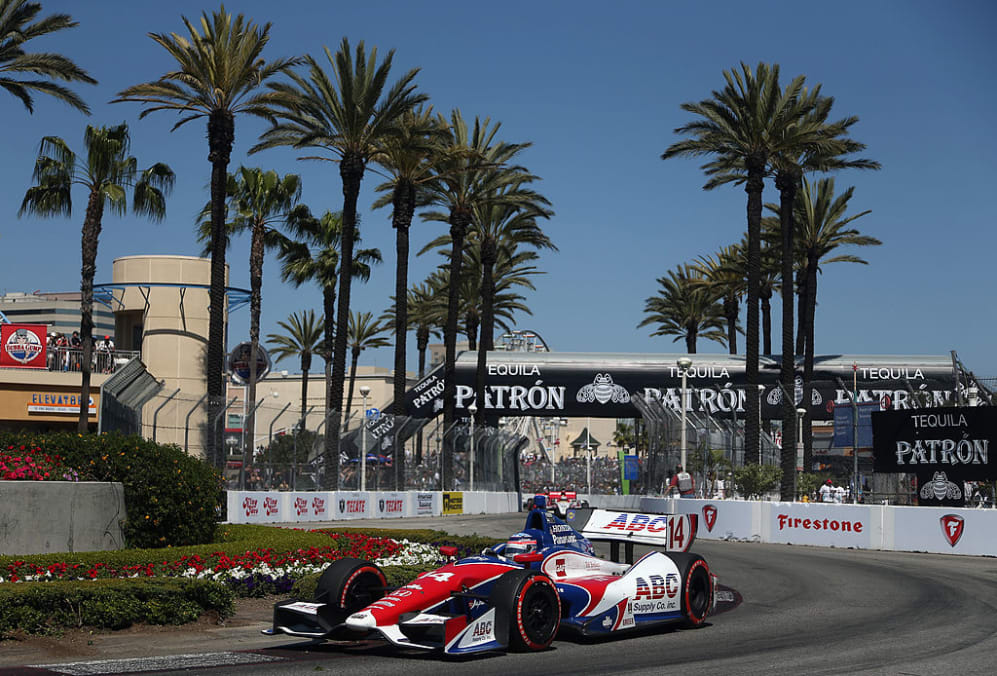 LONG BEACH, CA - APRIL 21:  Takuma Sato of Japan drives the #14 ABC Supply A.J. Foyt Racing Dallara