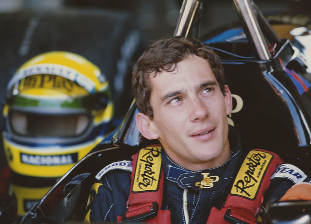 Ayrton Senna of Brazil and driver of the #12 John Player Special Team Lotus Lotus 98T Renault EF15