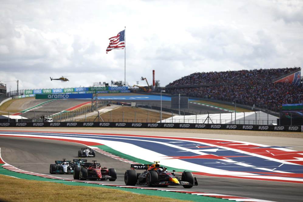 AUSTIN, TEXAS - OCTOBER 23: Sergio Perez of Mexico driving the (11) Oracle Red Bull Racing RB18 on