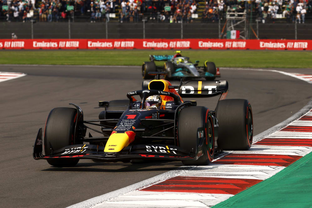 MEXICO CITY, MEXICO - OCTOBER 30: Max Verstappen of the Netherlands driving the (1) Oracle Red Bull