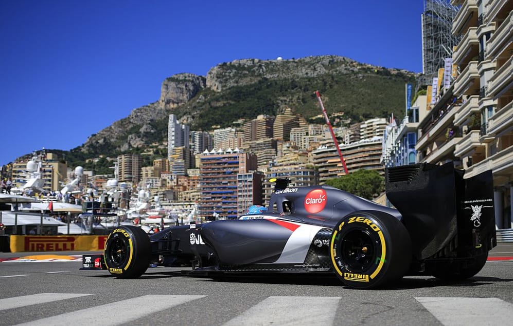 Sauber's Mexican driver Esteban Gutierrez drives at the Monaco street circuit during the third