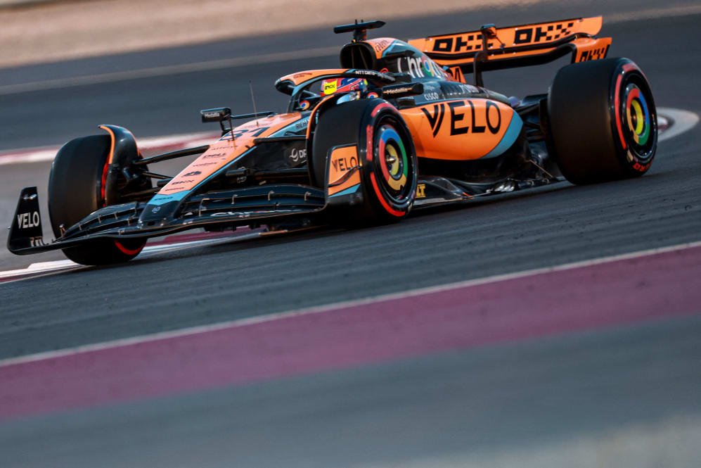McLaren's Australian driver Oscar Piastri drives during the sprint shootout ahead of Qatari Formula