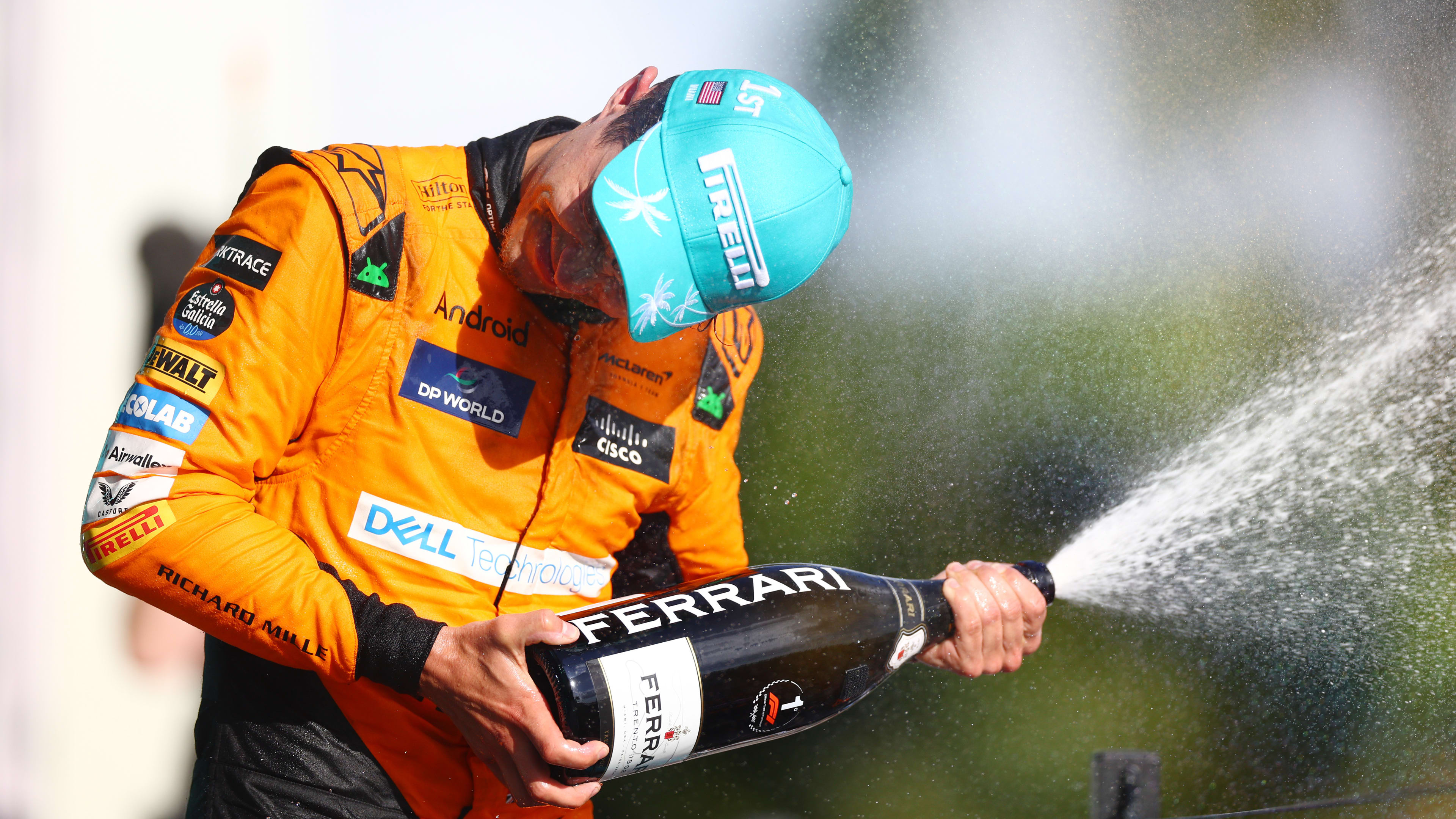 MIAMI, FLORIDA - MAY 05: Race winner Lando Norris of Great Britain and McLaren celebrates on the
