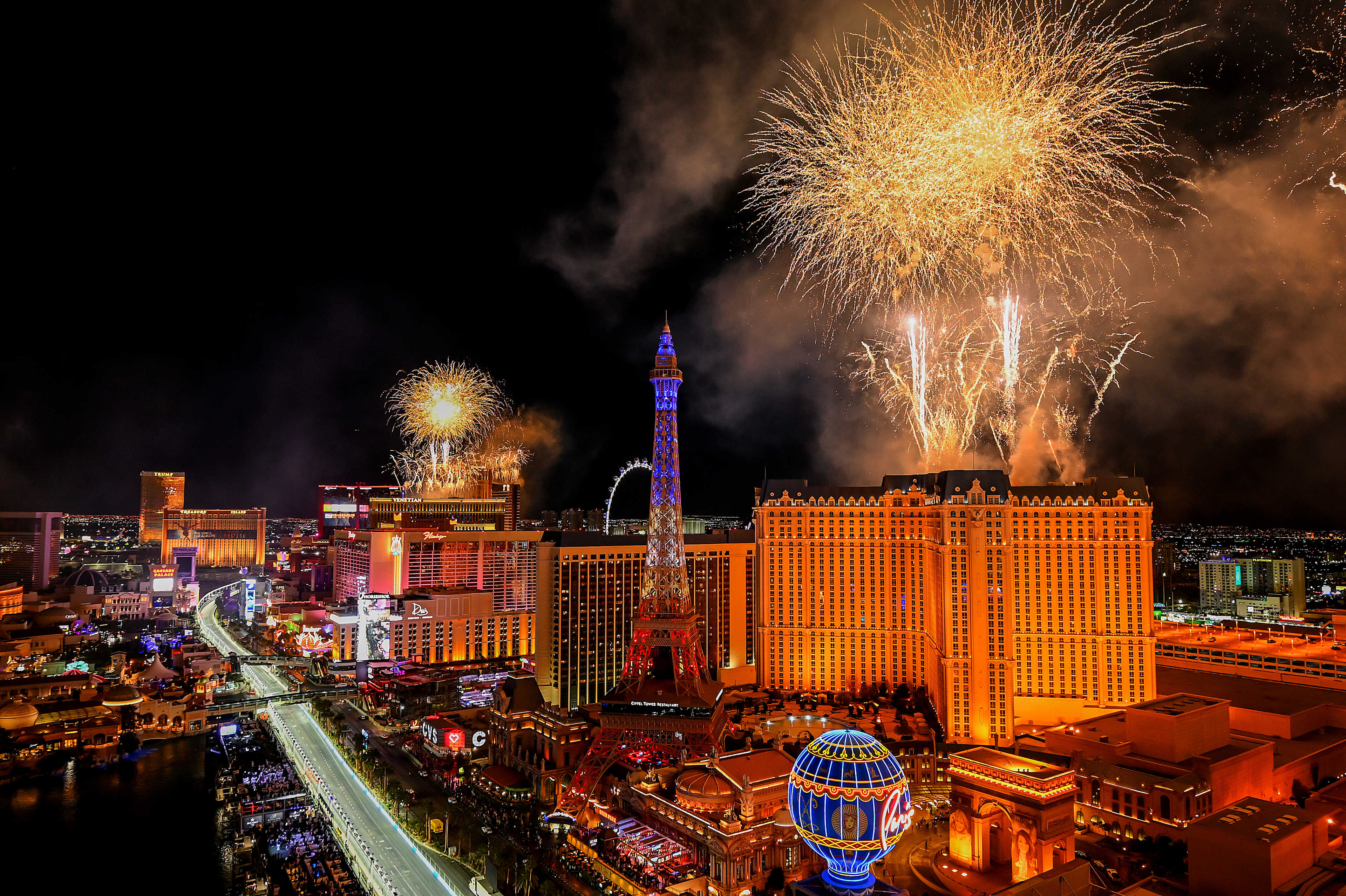 Las Vegas Grand Prix at night