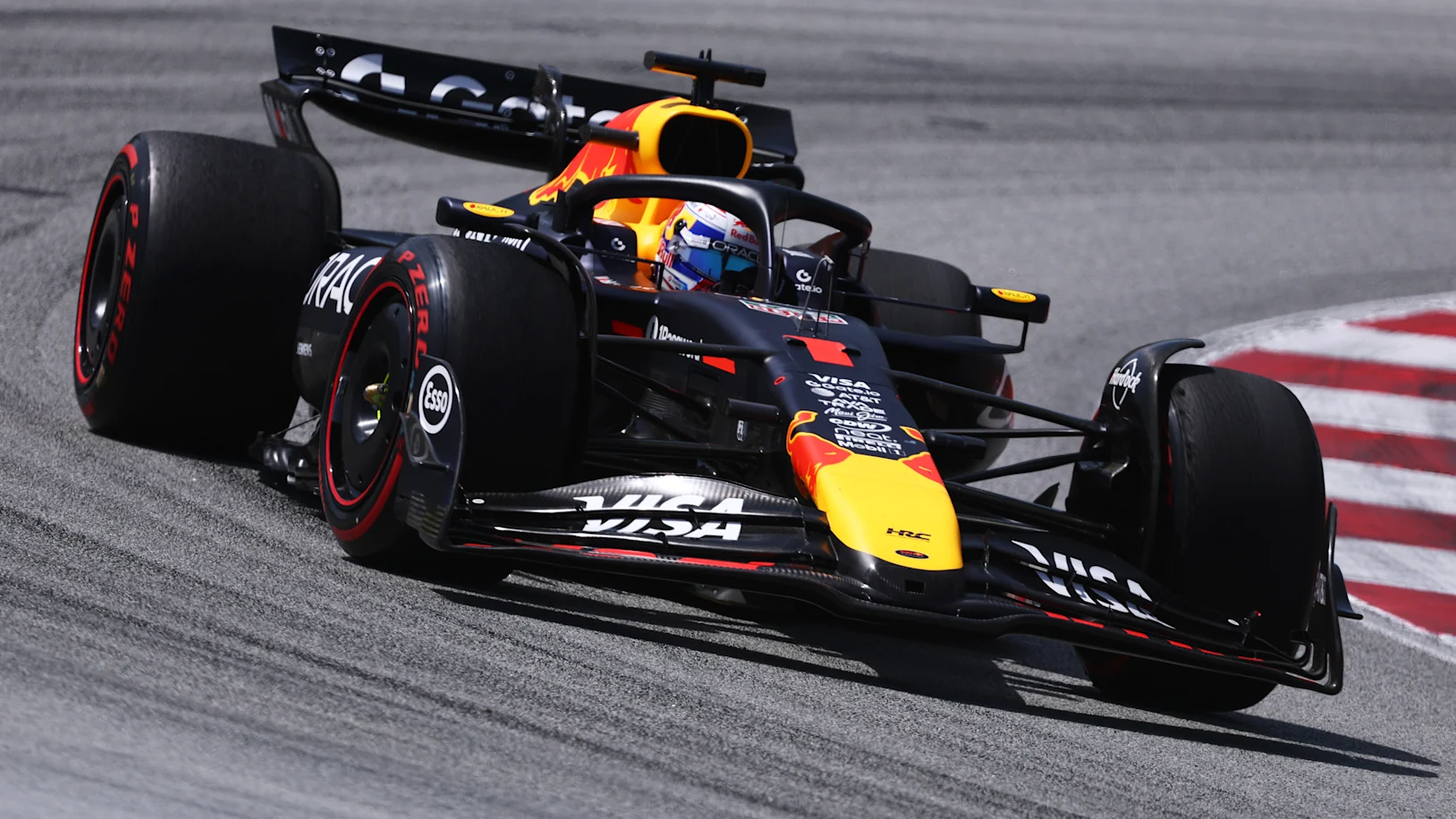 BARCELONA, SPAIN - JUNE 01: Max Verstappen of the Netherlands driving the (1) Oracle Red Bull
