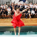 2006: Christian Horner jumps into a swimming pool at the Monaco Grand Prix wearing a Superman cape to celebrate Red Bull's first podium