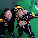 2011: Horner and Vettel celebrate on the podium at the Korean Grand Prix. Vettel would take a second Drivers' Championship that season
