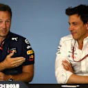 2018: Horner alongside Mercedes rival Toto Wolff in the Team Principals Press Conference at the Austrian Grand Prix