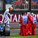 MELBOURNE, AUSTRALIA - MARCH 07: Carlos Sainz of Spain and Williams jumps out of his stopped car during final practice ahead of the F1 Grand Prix of Australia at Albert Park Grand Prix Circuit on March 07, 2026 in Melbourne, Australia. (Photo by Simon Galloway/LAT Images)