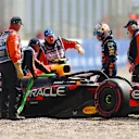 NORTHAMPTON, ENGLAND - JULY 06: Sergio Perez of Mexico and Oracle Red Bull Racing looks on after spinning out during qualifying ahead of the F1 Grand Prix of Great Britain at Silverstone Circuit on July 06, 2024 in Northampton, England. (Photo by Peter Fox - Formula 1/Formula 1 via Getty Images)