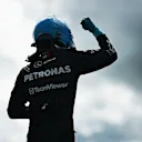 NORTHAMPTON, ENGLAND - JULY 06: Pole position qualifier George Russell of Great Britain and Mercedes celebrates in parc ferme during qualifying ahead of the F1 Grand Prix of Great Britain at Silverstone Circuit on July 06, 2024 in Northampton, England. (Photo by Mario Renzi - Formula 1/Formula 1 via Getty Images)