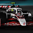 ABU DHABI, UNITED ARAB EMIRATES - DECEMBER 07: Oliver Bearman of Great Britain driving the (87) Haas F1 VF-25 Ferrari on track during the F1 Grand Prix of Abu Dhabi at Yas Marina Circuit on December 07, 2025 in Abu Dhabi, United Arab Emirates. (Photo by James Sutton - Formula 1/Formula 1 via Getty Images)