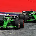 SPIELBERG, AUSTRIA - JUNE 28: Gabriel Bortoleto of Brazil driving the (5) Kick Sauber C45 Ferrari leads Nico Hulkenberg of Germany driving the (27) Kick Sauber C45 Ferrari on track during final practice ahead of the F1 Grand Prix of Austria at Red Bull Ring on June 28, 2025 in Spielberg, Austria. (Photo by Mark Sutton - Formula 1/Formula 1 via Getty Images)