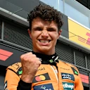 BUDAPEST, HUNGARY - AUGUST 03: Race winner Lando Norris of Great Britain and McLaren celebrates in parc ferme during the F1 Grand Prix of Hungary at Hungaroring on August 03, 2025 in Budapest, Hungary. (Photo by Mark Sutton - Formula 1/Formula 1 via Getty Images)