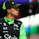 LAS VEGAS, NEVADA - NOVEMBER 21: Eighteenth placed qualifier Gabriel Bortoleto of Brazil and Stake F1 Team Kick Sauber looks on during qualifying ahead of the F1 Grand Prix of Las Vegas at Las Vegas Strip Circuit on November 21, 2025 in Las Vegas, Nevada. (Photo by Bryn Lennon - Formula 1/Formula 1 via Getty Images)