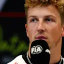 LUSAIL CITY, QATAR - NOVEMBER 27: Liam Lawson of New Zealand and Visa Cash App Racing Bulls speaks in the Drivers Press Conference during previews ahead of the F1 Grand Prix of Qatar at Lusail International Circuit on November 27, 2025 in Lusail City, Qatar. (Photo by Clive Rose/Getty Images)