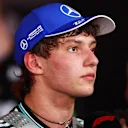 LUSAIL CITY, QATAR - NOVEMBER 29: Sixth placed Andrea Kimi Antonelli of Italy and Mercedes AMG Petronas F1 Team is interviewed during the Sprint ahead of the F1 Grand Prix of Qatar at Lusail International Circuit on November 29, 2025 in Lusail City, Qatar. (Photo by Peter Fox/Getty Images)