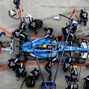 SHANGHAI, CHINA - MARCH 15: Carlos Sainz of Spain driving the (55) Williams FW48 Mercedes makes a pitstop during the F1 Grand Prix of China at Shanghai International Circuit on March 15, 2026 in Shanghai, China. (Photo by Peter Fox/Getty Images)