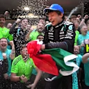 SHANGHAI, CHINA - MARCH 15: Race winner Andrea Kimi Antonelli of Italy and Mercedes AMG Petronas F1 Team celebrates with his team during the F1 Grand Prix of China at Shanghai International Circuit on March 15, 2026 in Shanghai, China. (Photo by Alex Bierens de Haan/Getty Images)