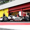 SCARPERIA, ITALY - SEPTEMBER 26: Romain Grosjean of France driving the Haas F1 Ferrari leaves the
