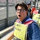 Comedian Michael McIntyre takes in the speed trackside during Qualifying