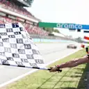 Robert Lewandowski waved the chequered flag at the end of the Spanish Grand Prix