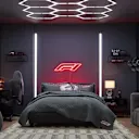 The Formula 1 Pottery Barn Teen collection blends style with speed through racing-inspired details that pay homage to the track