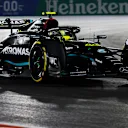 LAS VEGAS, NEVADA - NOVEMBER 17: Lewis Hamilton of Great Britain driving the (44) Mercedes AMG