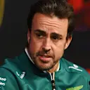 LONDON, ENGLAND - FEBRUARY 18: Fernando Alonso of Spain and Aston Martin F1 Team talks to the media