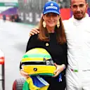 Hamilton greeted Viviane Senna after driving the 1990 McLaren around Interlagos