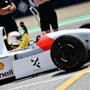 IMOLA, ITALY - MAY 19: Sebastian Vettel prepares to drive the McLaren MP4/8 of Ayrton Senna on