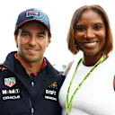 Former track and field athlete Dame Denise Lewis posed for a photo with Sergio Perez ahead of the race