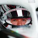 NORTHAMPTON, ENGLAND - JULY 05: Oliver Bearman of Great Britain and Haas F1 prepares to drive in the garage during practice ahead of the F1 Grand Prix of Great Britain at Silverstone Circuit on July 05, 2024 in Northampton, England. (Photo by Bryn Lennon - Formula 1/Formula 1 via Getty Images)