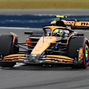 NORTHAMPTON, ENGLAND - JULY 05: Lando Norris of Great Britain driving the (4) McLaren MCL38 Mercedes on track during practice ahead of the F1 Grand Prix of Great Britain at Silverstone Circuit on July 05, 2024 in Northampton, England. (Photo by Peter Fox - Formula 1/Formula 1 via Getty Images)