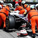 MONTE-CARLO, MONACO - MAY 26: The car of Nico Hulkenberg of Germany and Haas F1 is recovered from the track after a crash during the F1 Grand Prix of Monaco at Circuit de Monaco on May 26, 2024 in Monte-Carlo, Monaco. (Photo by Clive Rose/Getty Images)