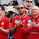 SHANGHAI, CHINA - MARCH 23: Zhou Guanyu of China and Scuderia Ferrari, Lewis Hamilton of Great