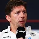 SINGAPORE, SINGAPORE - OCTOBER 03: James Vowles, Team Principal of Williams in the Team Principals Press Conference during practice ahead of the F1 Grand Prix of Singapore at Marina Bay Street Circuit on October 03, 2025 in Singapore, Singapore. (Photo by Clive Rose/Getty Images)