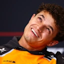 SINGAPORE, SINGAPORE - OCTOBER 02: Lando Norris of Great Britain and McLaren looks on in the Drivers Press Conference during previews ahead of the F1 Grand Prix of Singapore at Marina Bay Street Circuit on October 02, 2025 in Singapore, Singapore. (Photo by Clive Rose/Getty Images)