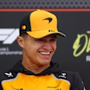 ABU DHABI, UNITED ARAB EMIRATES - DECEMBER 04: Lando Norris of Great Britain and McLaren looks on in the. Drivers Press Conference during previews ahead of the F1 Grand Prix of Abu Dhabi at Yas Marina Circuit on December 04, 2025 in Abu Dhabi, United Arab Emirates. (Photo by Clive Rose/Getty Images)