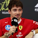 ABU DHABI, UNITED ARAB EMIRATES - DECEMBER 04: Charles Leclerc of Monaco and Scuderia Ferrari speaks in the Drivers Press Conference during previews ahead of the F1 Grand Prix of Abu Dhabi at Yas Marina Circuit on December 04, 2025 in Abu Dhabi, United Arab Emirates. (Photo by Clive Rose/Getty Images)