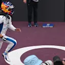 BAKU, AZERBAIJAN - SEPTEMBER 21: Third placed Carlos Sainz of Spain and Williams celebrates on arrival in parc ferme during the F1 Grand Prix of Azerbaijan at Baku City Circuit on September 21, 2025 in Baku, Azerbaijan. (Photo by Mark Sutton - Formula 1/Formula 1 via Getty Images)