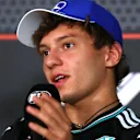 BAKU, AZERBAIJAN - SEPTEMBER 18: Andrea Kimi Antonelli of Italy and Mercedes AMG Petronas F1 Team speaks in the Drivers Press Conference during previews ahead of the F1 Grand Prix of Azerbaijan at Baku City Circuit on September 18, 2025 in Baku, Azerbaijan. (Photo by Clive Rose/Getty Images)