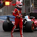 BAKU, AZERBAIJAN - SEPTEMBER 20: Charles Leclerc of Monaco and Scuderia Ferrari walks away from his damaged car after a crash during qualifying ahead of the F1 Grand Prix of Azerbaijan at Baku City Circuit on September 20, 2025 in Baku, Azerbaijan. (Photo by Joe Portlock/Getty Images)