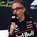 SPA, BELGIUM - JULY 25: Laurent Mekies, Team Principal of Oracle Red Bull Racing speaks in the Team Principals Press Conference during Sprint qualifying ahead of the F1 Grand Prix of Belgium at Circuit de Spa-Francorchamps on July 25, 2025 in Spa, Belgium. (Photo by Clive Rose/Getty Images)