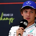 SPA, BELGIUM - JULY 24: Andrea Kimi Antonelli of Italy and Mercedes AMG Petronas F1 Team speaks in the Drivers Press Conference during previews ahead of the F1 Grand Prix of Belgium at Circuit de Spa-Francorchamps on July 24, 2025 in Spa, Belgium. (Photo by Clive Rose/Getty Images)